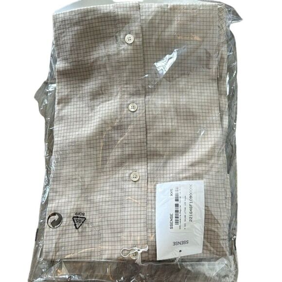 Lemaire Regular Collar Long Sleeve Shirt Block Check Cappuccino Size XXS - Picture 6 of 8